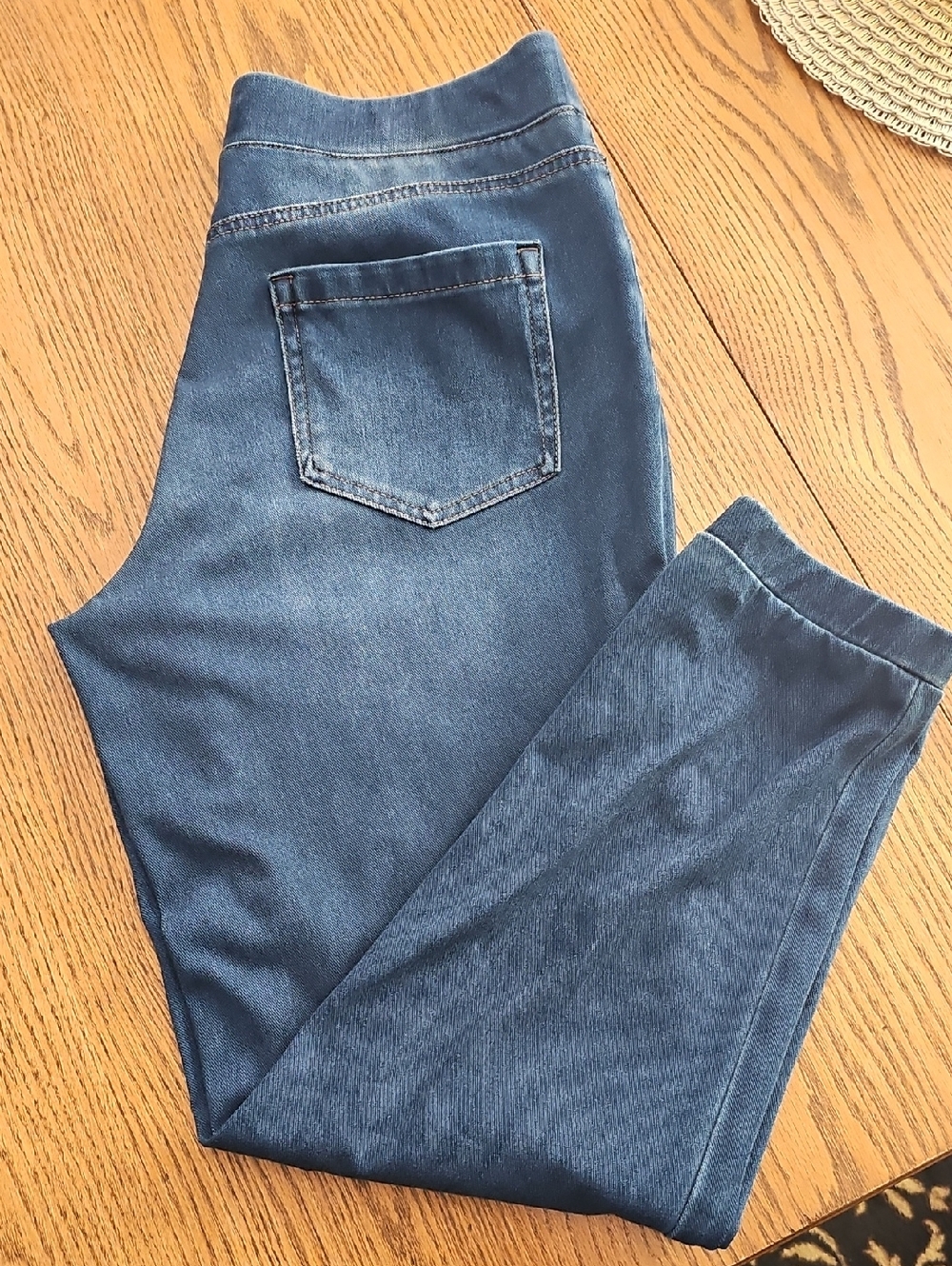 LOGO by Lori Goldstein Dark Blue Stretch Denim Jeggings